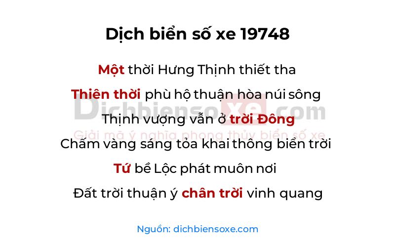 Dịch thơ biển số 19748
