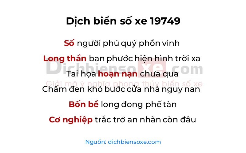 Dịch thơ biển số 19749