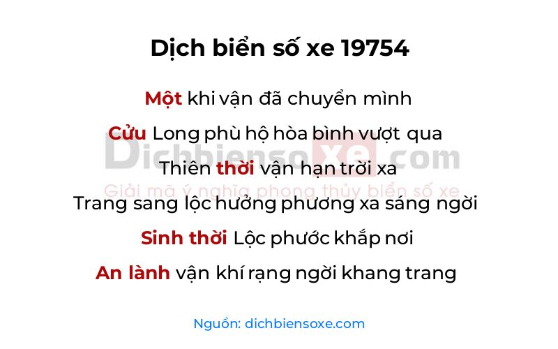 Dịch thơ biển số 19754