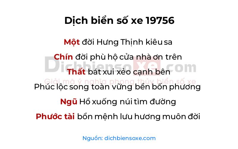 Dịch thơ biển số 19756