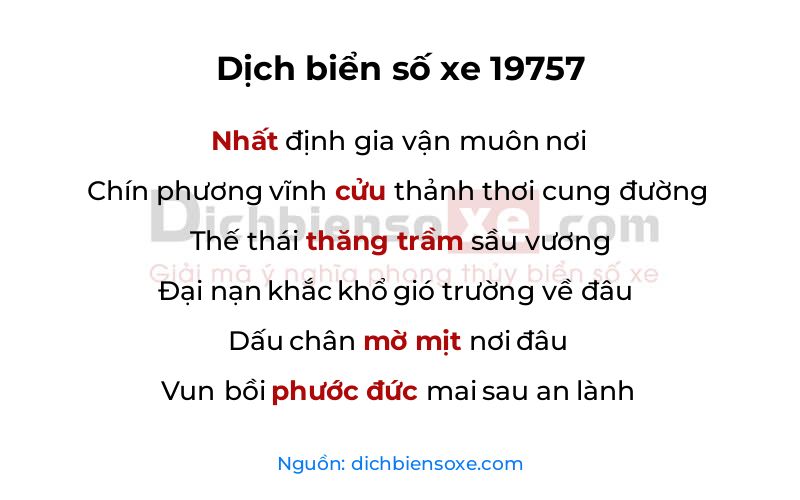 Dịch thơ biển số 19757