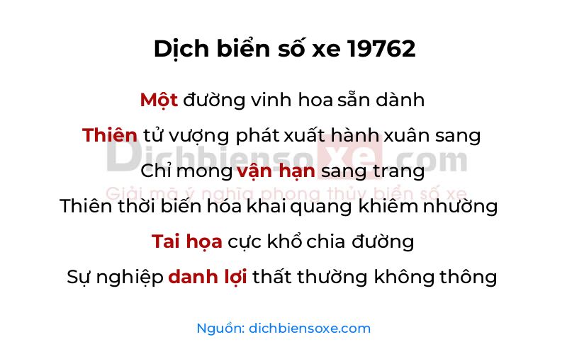 Dịch thơ biển số 19762