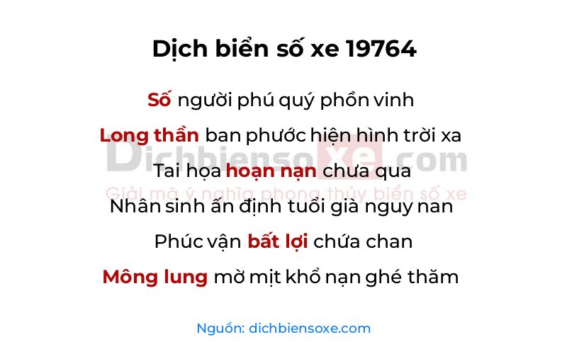 Dịch thơ biển số 19764