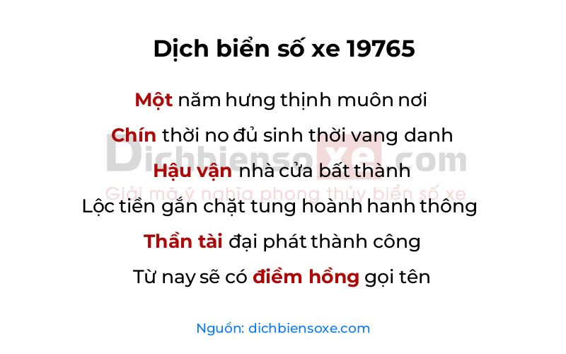 Dịch thơ biển số 19765