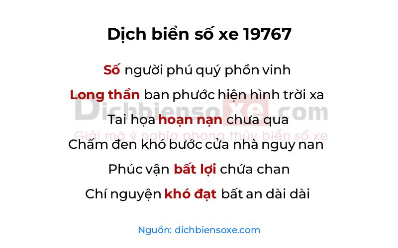 Dịch thơ biển số 19767