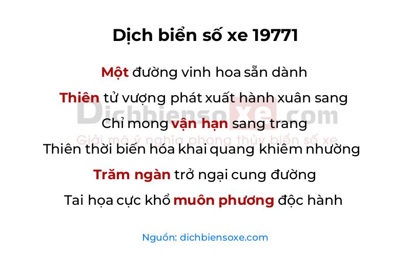 Dịch thơ biển số 19771