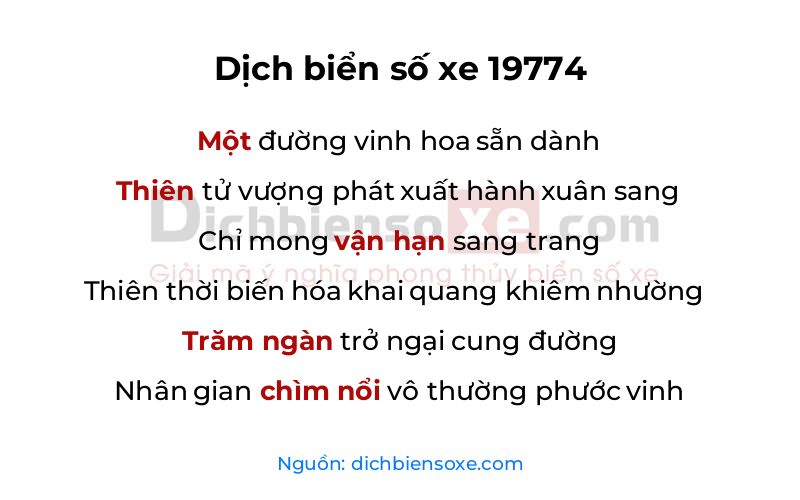 Dịch thơ biển số 19774