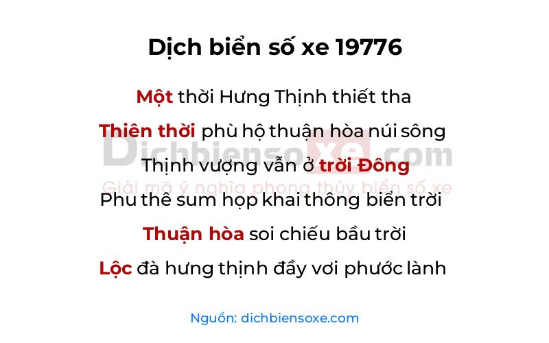 Dịch thơ biển số 19776