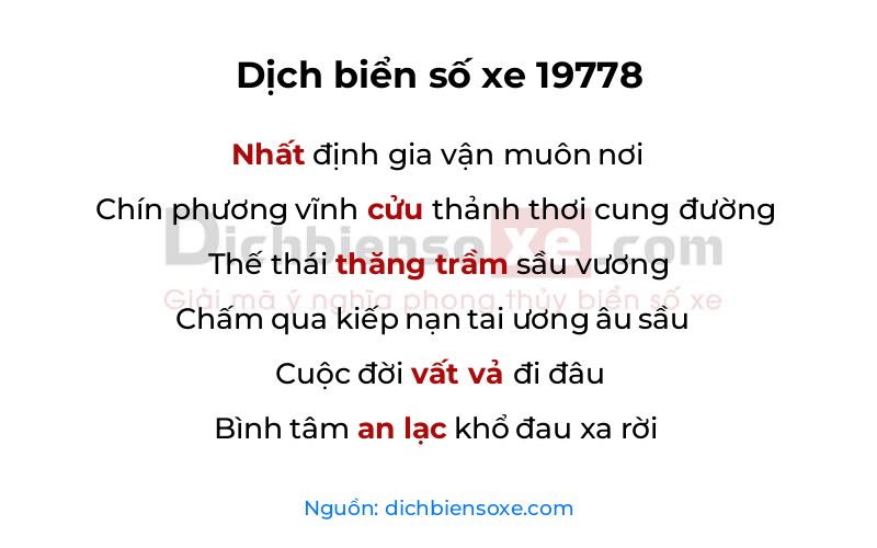 Dịch thơ biển số 19778