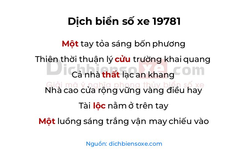 Dịch thơ biển số 19781