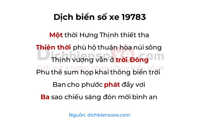 Dịch thơ biển số 19783