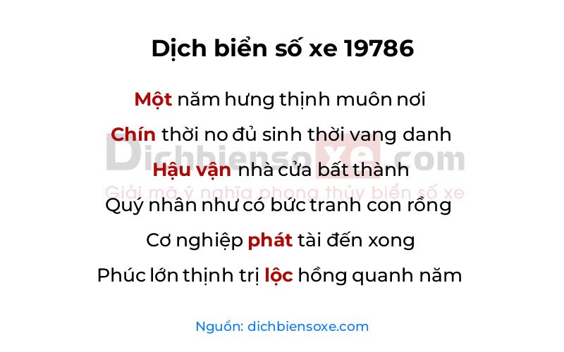 Dịch thơ biển số 19786