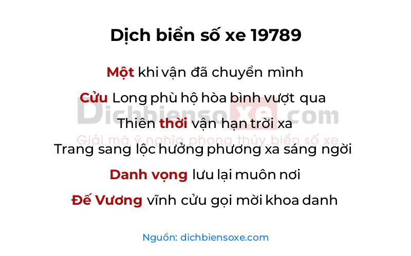Dịch thơ biển số 19789