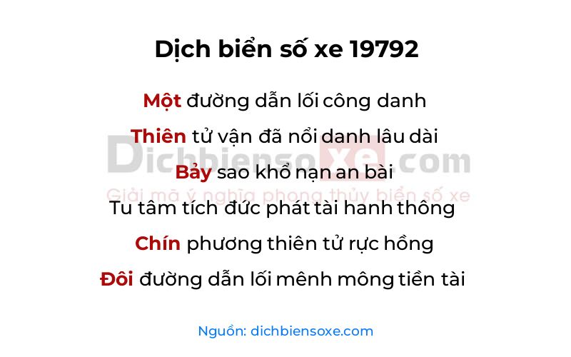 Dịch thơ biển số 19792