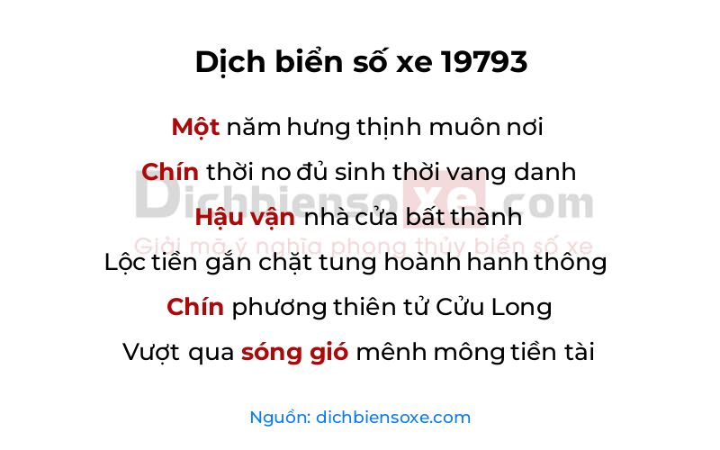 Dịch thơ biển số 19793