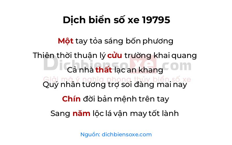 Dịch thơ biển số 19795
