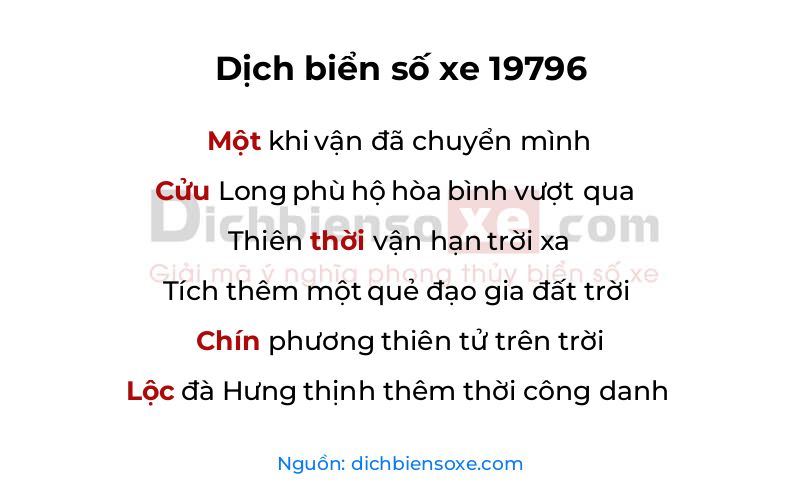 Dịch thơ biển số 19796