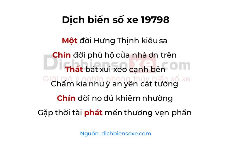 Dịch thơ biển số 19798