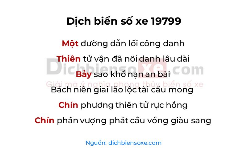 Dịch thơ biển số 19799