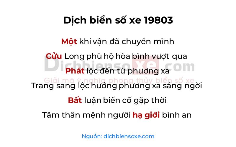 Dịch thơ biển số 19803