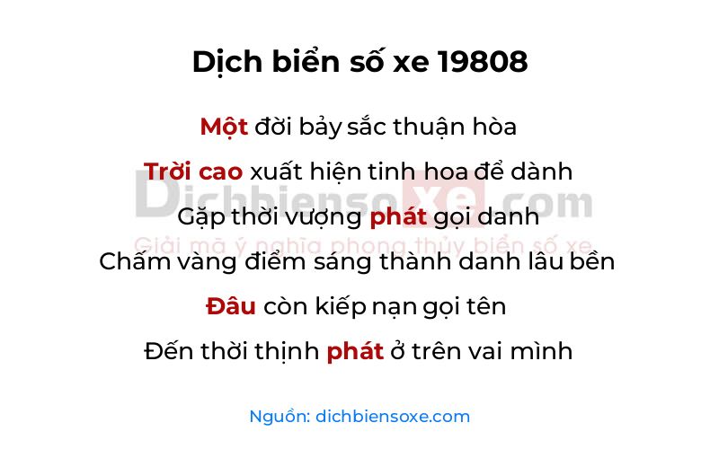 Dịch thơ biển số 19808