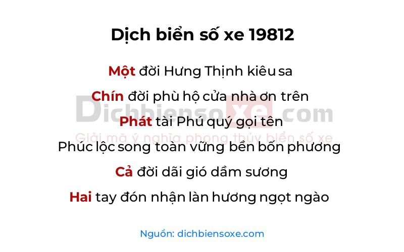 Dịch thơ biển số 19812