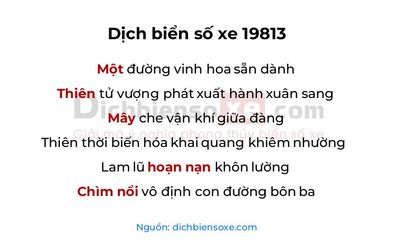 Dịch thơ biển số 19813