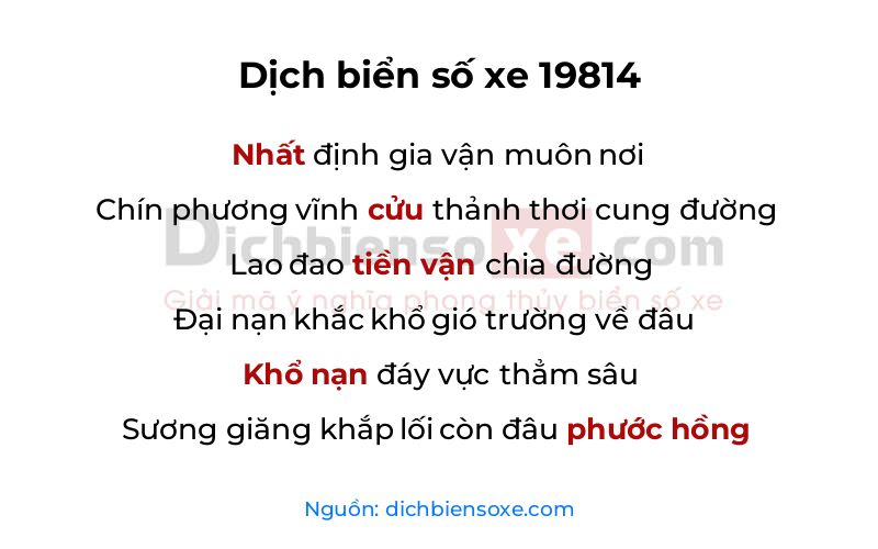 Dịch thơ biển số 19814