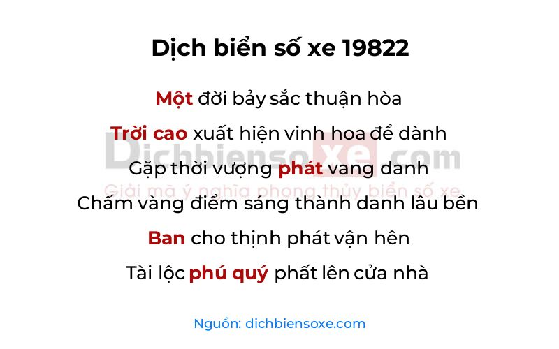 Dịch thơ biển số 19822