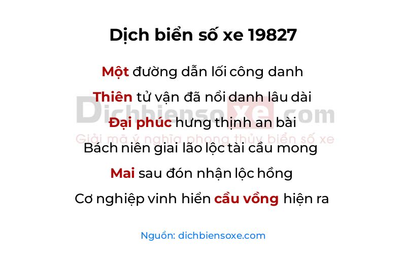 Dịch thơ biển số 19827