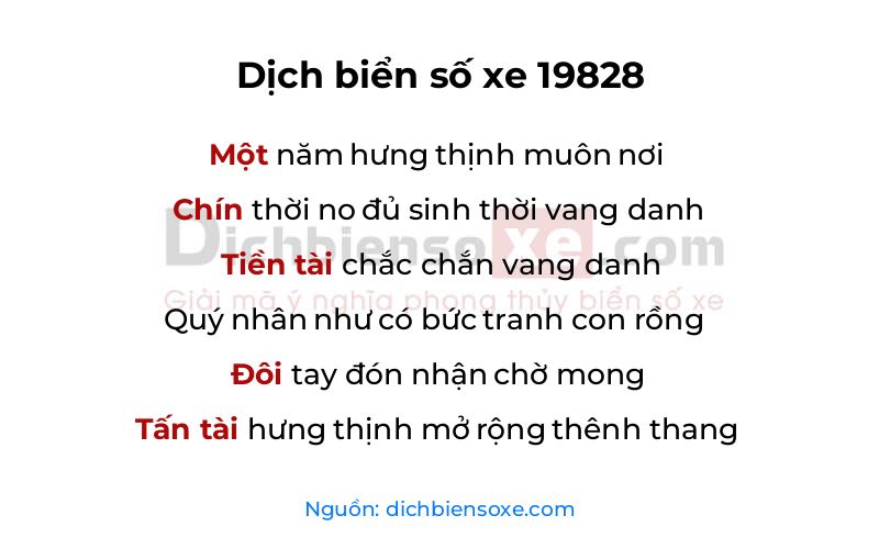 Dịch thơ biển số 19828