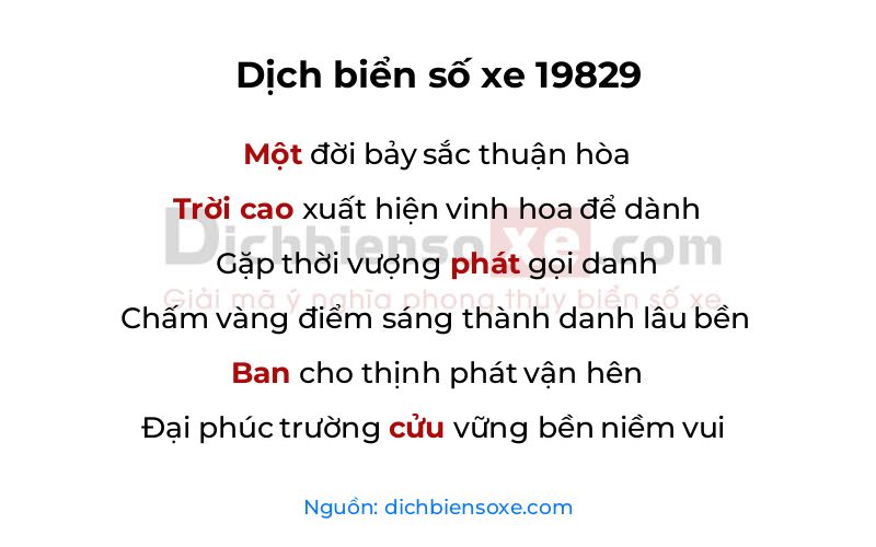 Dịch thơ biển số 19829