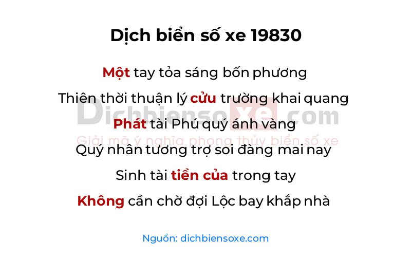 Dịch thơ biển số 19830