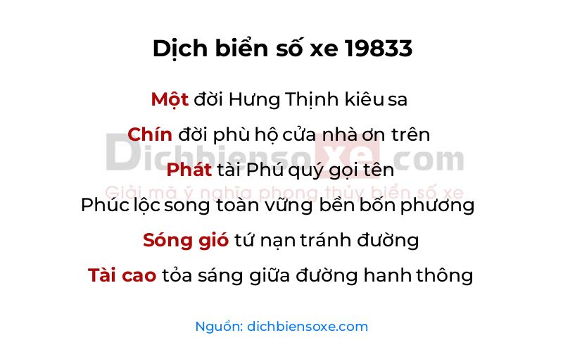 Dịch thơ biển số 19833
