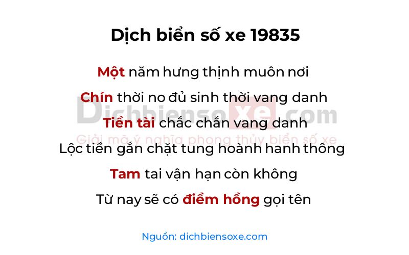 Dịch thơ biển số 19835