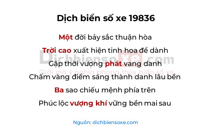 Dịch thơ biển số 19836