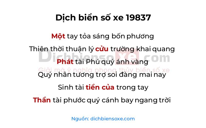 Dịch thơ biển số 19837