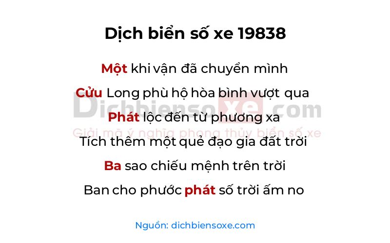 Dịch thơ biển số 19838