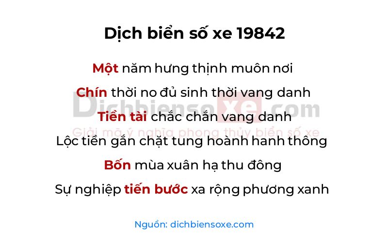 Dịch thơ biển số 19842
