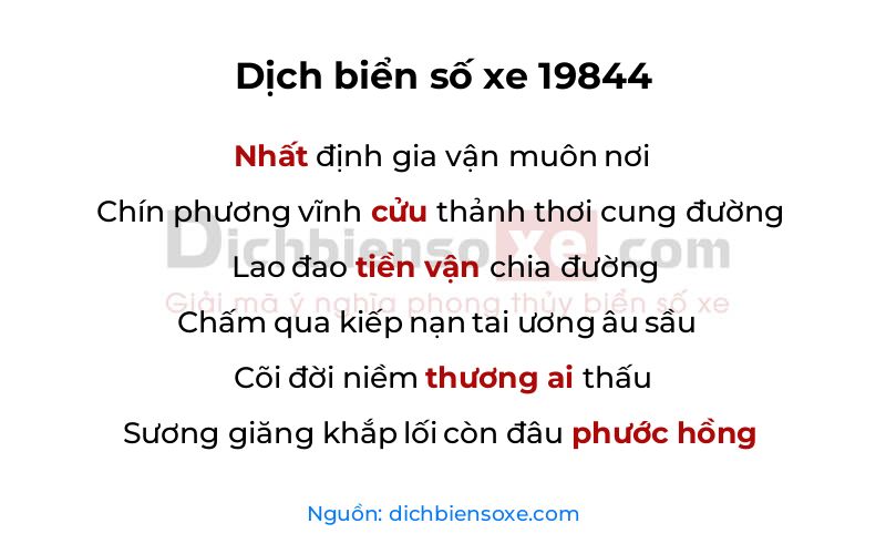 Dịch thơ biển số 19844