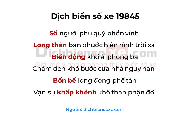 Dịch thơ biển số 19845