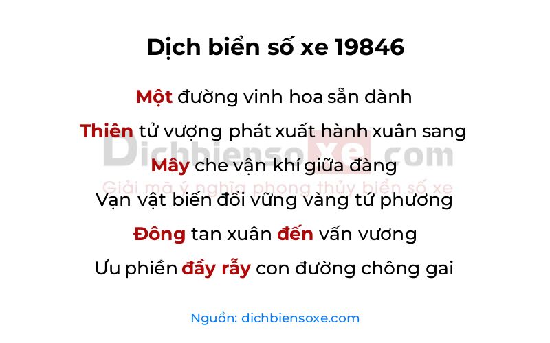 Dịch thơ biển số 19846