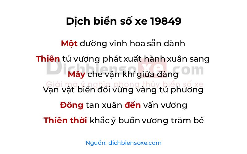 Dịch thơ biển số 19849