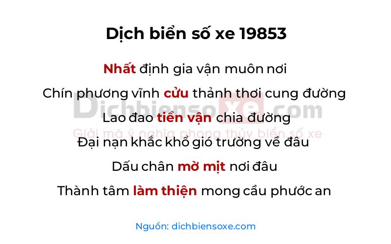 Dịch thơ biển số 19853