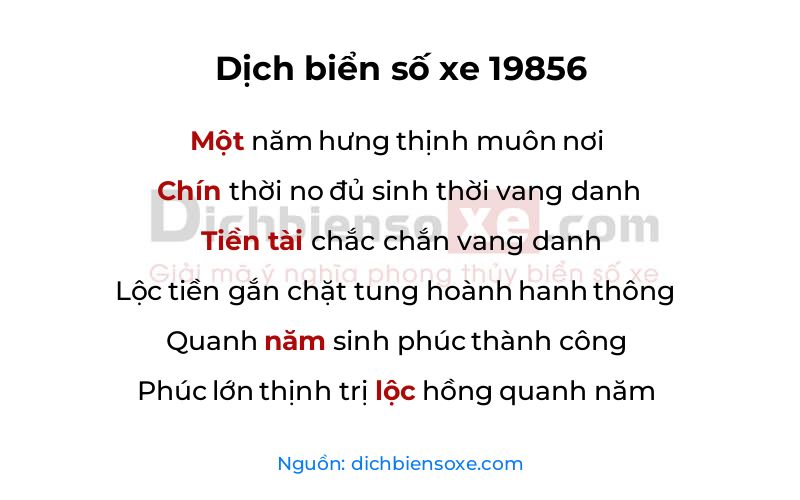 Dịch thơ biển số 19856