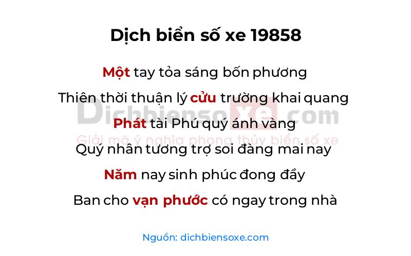 Dịch thơ biển số 19858