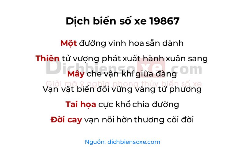 Dịch thơ biển số 19867