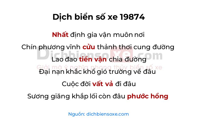 Dịch thơ biển số 19874