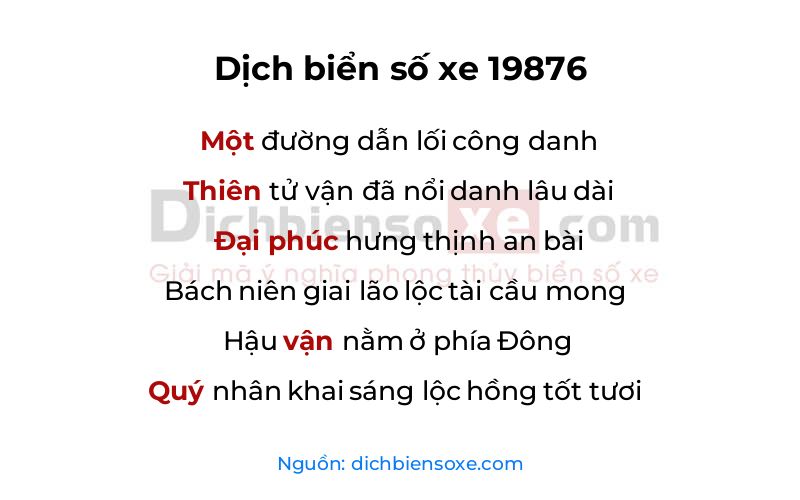 Dịch thơ biển số 19876