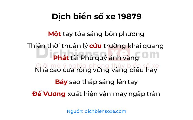 Dịch thơ biển số 19879